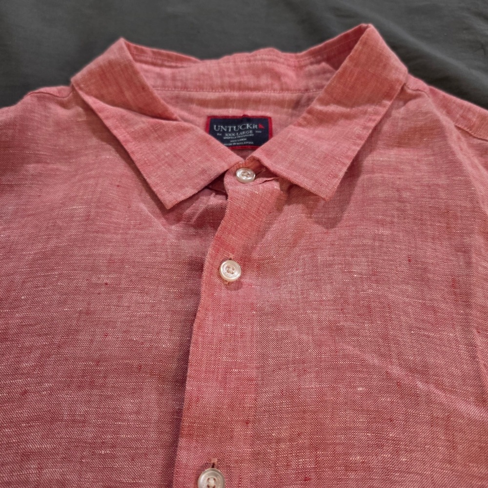 UNTUCKit Eberle WR Red 100% Linen Button Down Shirt Mens 3XL XXXL Regular Fit